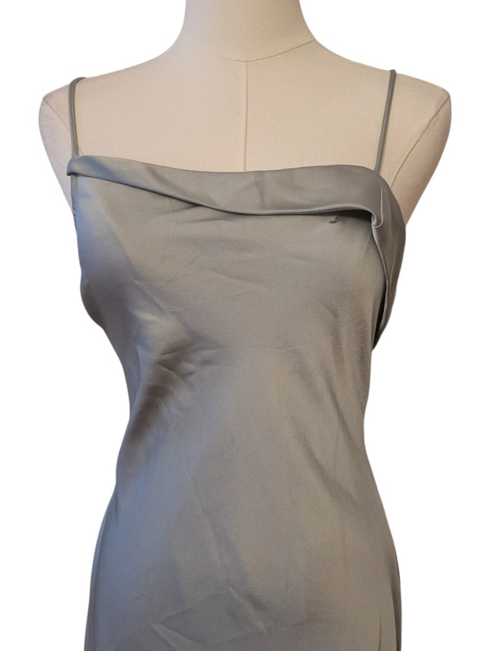 ASTR the Label Green-Gray Satin Slip Maxi Dress Size Medium - Picture 3 of 6